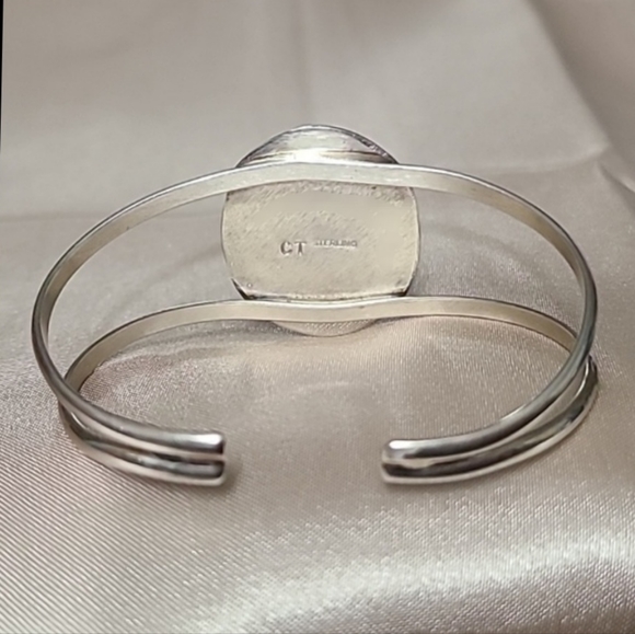 CALVIN TOM Navajo 925 Sterling Silver Cuff Rare Seraphinite 7" Vintage - Picture 5 of 6